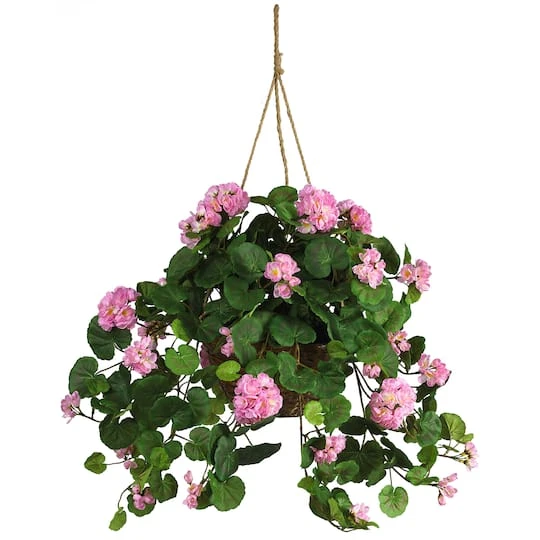 24" Pink Geranium In Hanging Basket 4 24" Pink Geranium In Hanging Basket - Image 2