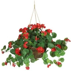 24" Red Geranium In Hanging Basket -Michaels D251660S 11 1
