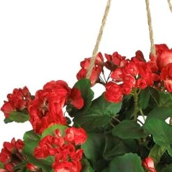 24" Red Geranium In Hanging Basket -Michaels D251660S 12