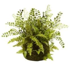 13" Fern And Twig Moss Basket