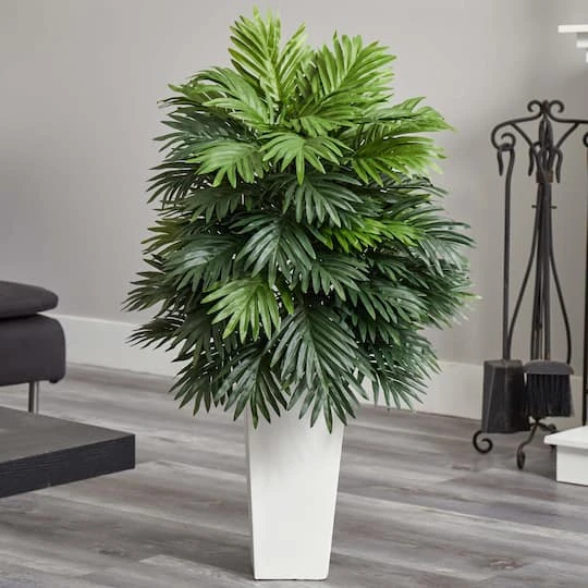 3.5ft. Areca Palm Artificial Plant In White Tower Planter 6 3.5ft. Areca Palm Artificial Plant In White Tower Planter - Image 4