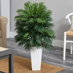 3.5ft. Areca Palm Artificial Plant In White Tower Planter 12 3.5ft. Areca Palm Artificial Plant In White Tower Planter -Michaels D251736S 14
