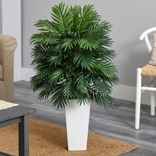 3.5ft. Areca Palm Artificial Plant In White Tower Planter 7 3.5ft. Areca Palm Artificial Plant In White Tower Planter - Image 5