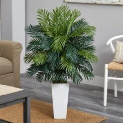 4ft. Areca Palm Artificial Plant In White Tower Planter -Michaels D251737S 12
