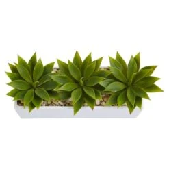 13" Agave Succulent In White Rectangular Planter -Michaels D251793S 13