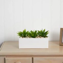 13" Agave Succulent In White Rectangular Planter -Michaels D251793S 15