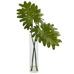 2.5ft. Philodendron Leaves In Cylinder Glass Vase 8 2.5ft. Philodendron Leaves In Cylinder Glass Vase -Michaels D251797S 11 1