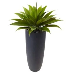 3ft. Agave Plant In Gray Cylinder Planter