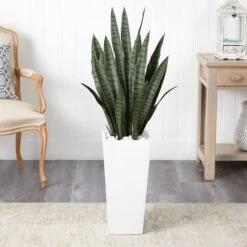 4ft. Sansevieria Plant In White Tower Planter -Michaels D251813S 12