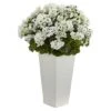 27" White UV Resistant Geranium Arrangement In White Planter 2 27" White UV Resistant Geranium Arrangement In White Planter -Michaels D251826S 11