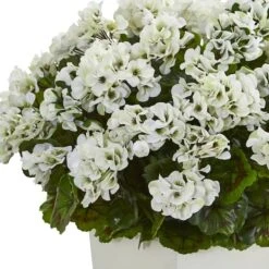 27" White UV Resistant Geranium Arrangement In White Planter -Michaels D251826S 13