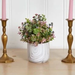 9" Purple Eucalyptus Plant In Marble Finished Vase -Michaels D251849S 13