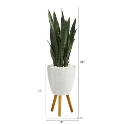 4ft. Snake Plant In White Planter With Stand -Michaels D251864S 2