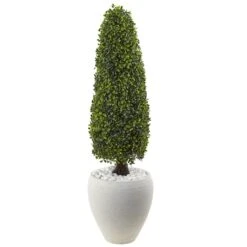 3.5ft. Boxwood Topiary In Textured White Planter