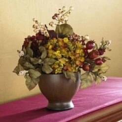 12'' Autumn Hydrangea In Round Vase -Michaels D252181S 2