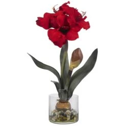 20'' Amaryllis In Round Vase -Michaels D252182S 1 1