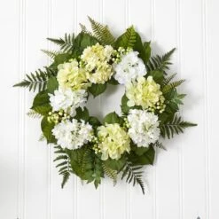 24” White Hydrangea Berry Wreath -Michaels D252234S 12