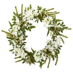 24'' White Mixed Floral Wreath