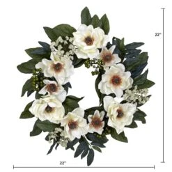 22" White Magnolia Wreath -Michaels D252262S 14