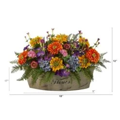 12" Mixed Flowers Arrangement In Decorative Vase -Michaels D262031S 2