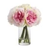 11" Pink Peony Bouquet In Glass Vase -Michaels D262035S 1