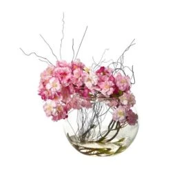 10" Cherry Blossom Arrangement In Glass Vase
