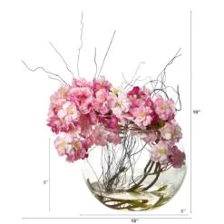 10" Cherry Blossom Arrangement In Glass Vase 8 10" Cherry Blossom Arrangement In Glass Vase -Michaels D262043S 2