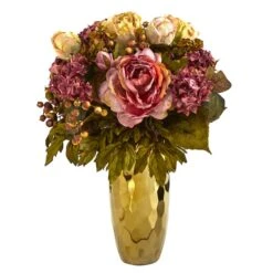 19" Peony Arrangement In Gold Vase -Michaels D262046S 1 1