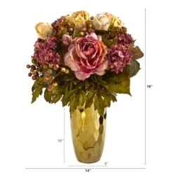 19" Peony Arrangement In Gold Vase -Michaels D262046S 2