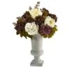 27" Peony, Hydrangea & Dahlia Arrangement In Sand Colored Urn -Michaels D262049S 1