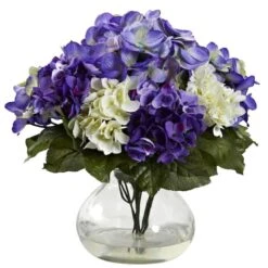 11" Mixed Hydrangea Arrangement In Vase