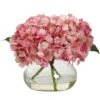 8.5" Pink Blooming Hydrangea In Glass Vase -Michaels D262061S 1