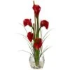 18" Red Calla Lily In Square Glass Vase -Michaels D262063S 1