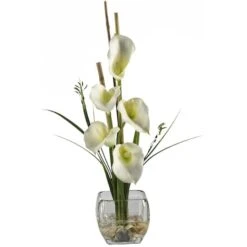 18" Calla Lily Arrangement In Glass Vase
