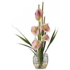 18" Pink Calla Lily Arrangement In Vase