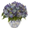 14'' Blue Hydrangea Arrangement In Floral Vase 1 14'' Blue Hydrangea Arrangement In Floral Vase -Michaels D262098S 1