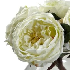 8" White Fancy Rose In Glass Vase 9 8" White Fancy Rose In Glass Vase -Michaels D262099S 2