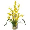 19" Yellow Dancing Lady Orchid Arrangement In Glass Vase -Michaels D262101S 11