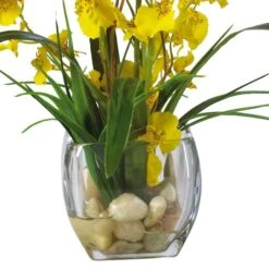 19" Yellow Dancing Lady Orchid Arrangement In Glass Vase -Michaels D262101S 13