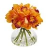 8" Orange Cymbidium Orchid Arrangement In Glass Vase -Michaels D262109S 1