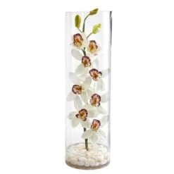 20" Boat Orchid Arrangement In Tall Cylinder Vase -Michaels D262111S 1 1