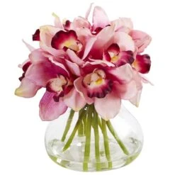8" Pink Cymbidium Orchid Arrangement In Glass Vase -Michaels D262115S 1 1