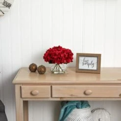 8.5" Red Hydrangea Arrangement In Glass Vase -Michaels D262121S 13