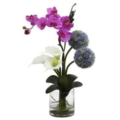 2ft. Calla Lily, Orchid & Ball Flower Arrangement In Glass Vase 5 2ft. Calla Lily, Orchid & Ball Flower Arrangement In Glass Vase -Michaels D262123S 1 1