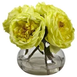 8" Yellow Fancy Rose Arrangement In Vase