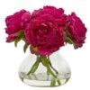 10" Peony Arrangement In Glass Vase 1 10" Peony Arrangement In Glass Vase -Michaels D262126S 1