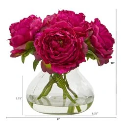 10" Peony Arrangement In Glass Vase -Michaels D262126S 2