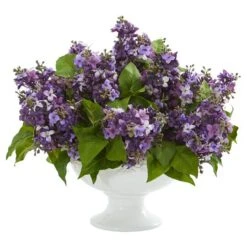 14" Lilac Arrangement In White Vase