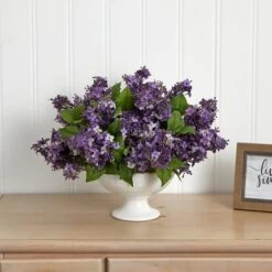 14" Lilac Arrangement In White Vase 8 14" Lilac Arrangement In White Vase -Michaels D262128S 12