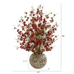 2.5ft. Cherry Blossom Arrangement In Gold Trimmed Stoneware Vase -Michaels D262130S 12